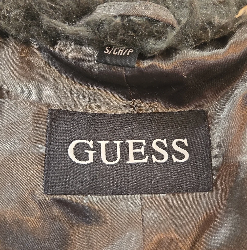 Guess Y2K Green Faux Fur Boho Glam Mobwife Coat Womens Small